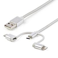 CABLE TRENZADO DE 1M USB A LIGHTNING USB-C Y MICRO USB - CABLE CARGADOR PARA TELFONO CELULAR IPHONE IPAD TABLET - STARTECH.COM MOD. LTCUB1MGR CABLE TRENZADO DE 1M USB A LIGHTNING USB-C Y MICRO USB - CABLE CARGADOR PARA TELFONO CELULAR IPHONE IPAD TABLET - STARTECH.COM MOD. LTCUB1MGR
